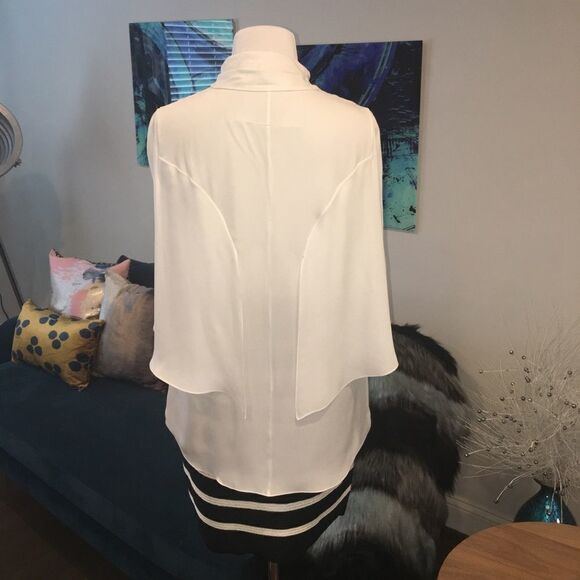 Givenchy Short Cape Sleeve Silk Georgette Blouse - Picture 8 of 8